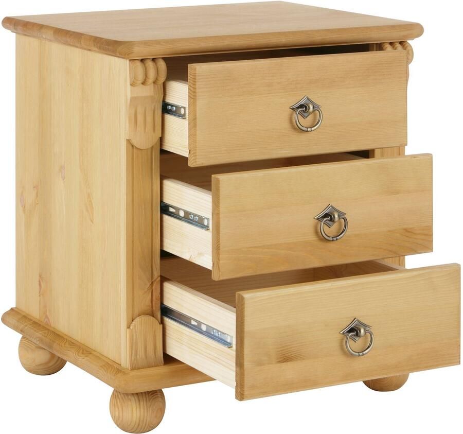 Home affaire Nachtkastje TESSIN van massief fsc -gecertificeerd dennenhout met 3 lades - Foto 3