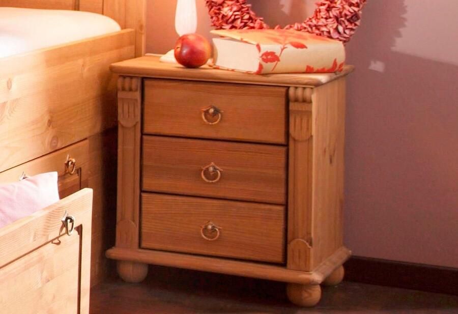 Home affaire Nachtkastje TESSIN van massief fsc -gecertificeerd dennenhout met 3 lades - Foto 10