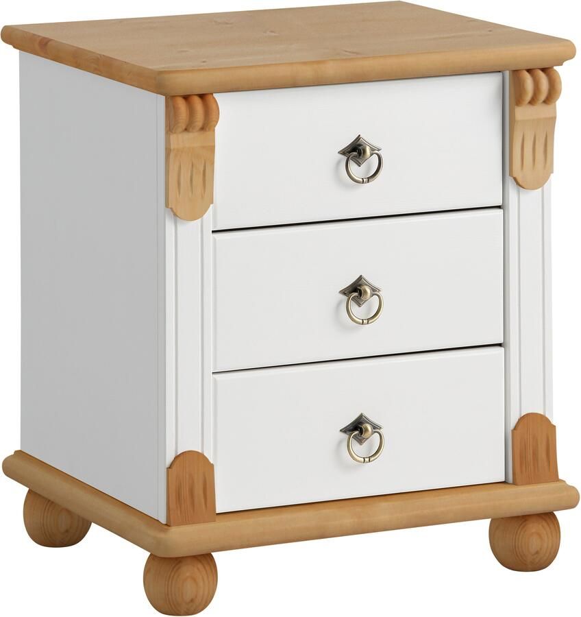 Home affaire Nachtkastje TESSIN van massief fsc -gecertificeerd dennenhout met 3 lades - Foto 2