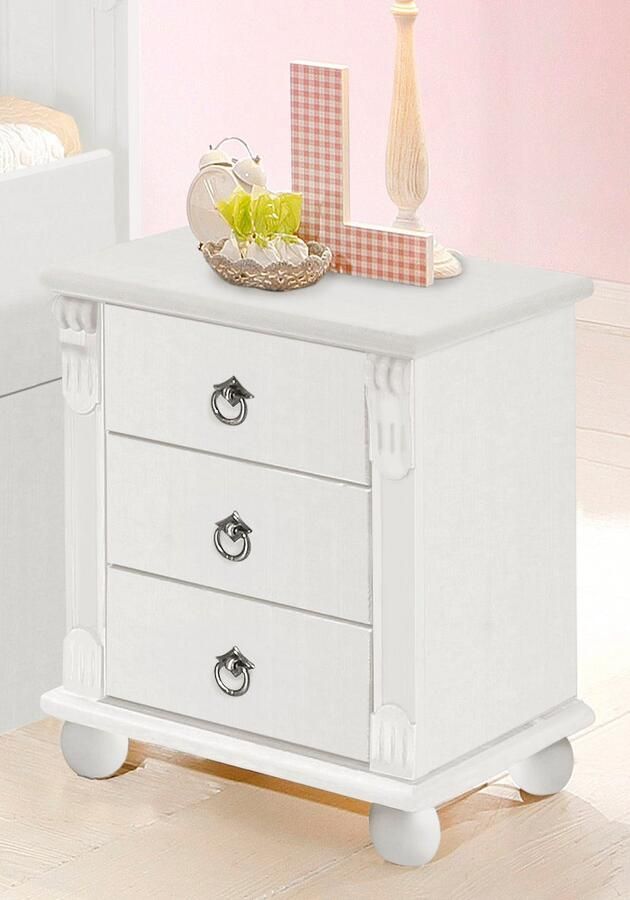 Home affaire Nachtkastje TESSIN van massief fsc -gecertificeerd dennenhout met 3 lades - Foto 5