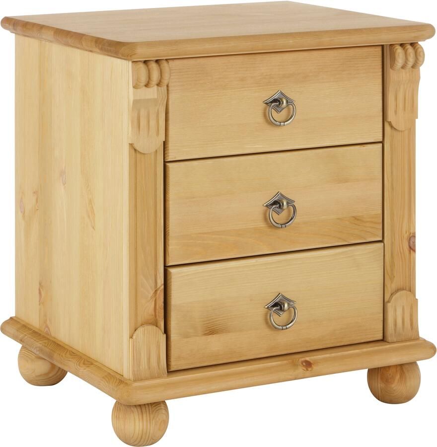 Home affaire Nachtkastje TESSIN van massief fsc -gecertificeerd dennenhout met 3 lades - Foto 2
