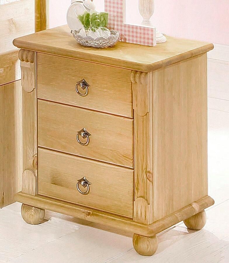 Home affaire Nachtkastje TESSIN van massief fsc -gecertificeerd dennenhout met 3 lades - Foto 5