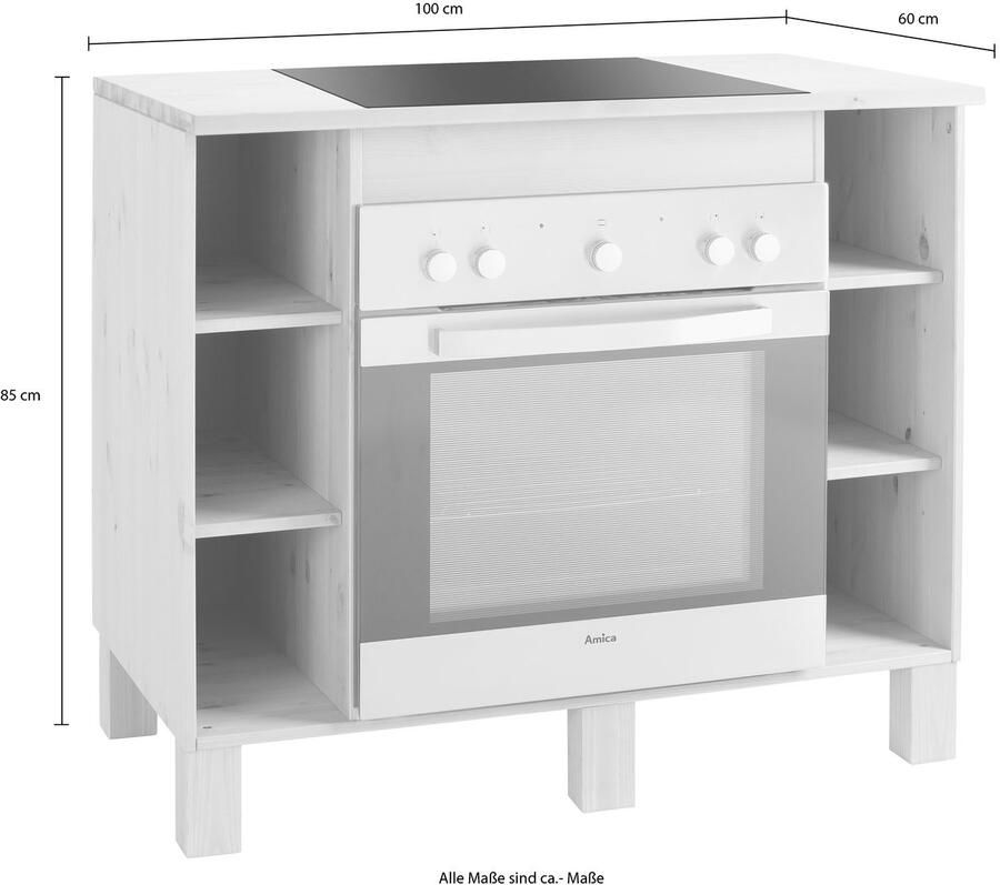 Home affaire Ombouwkast voor oven Oslo 100 cm breed in 2 diepten massief grenen met 23 mm werkblad