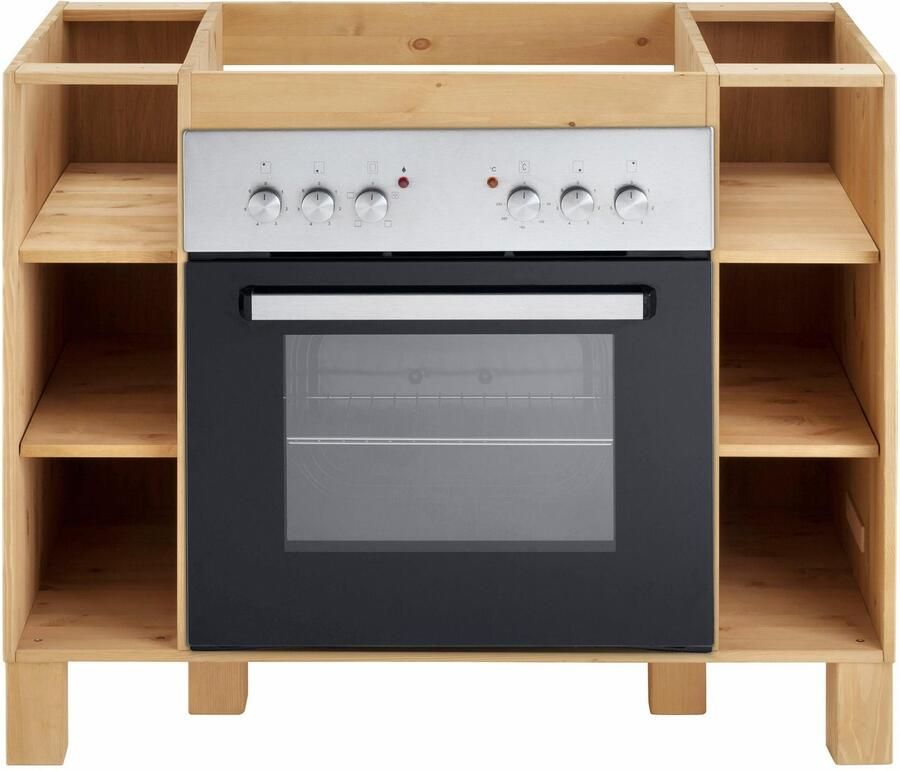 Home affaire Ombouwkast voor oven Oslo 100 cm breed van massief grenen zonder werkblad met 6 vakken - Foto 3