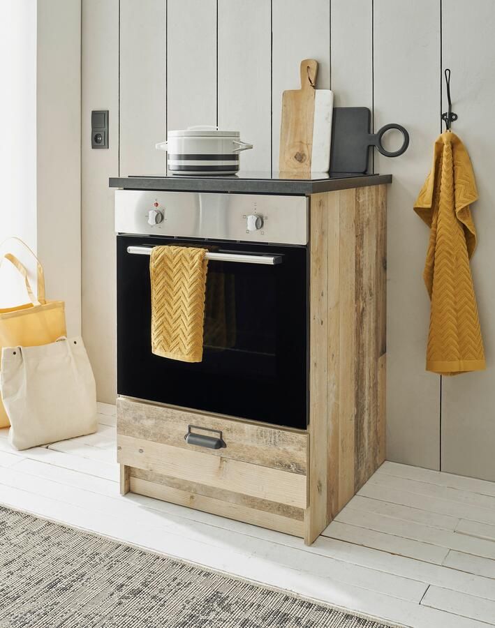 Home affaire Ombouwkast voor oven Sherwood met apothekersgrepen van metaal breedte van het werkblad 63 cm - Foto 3