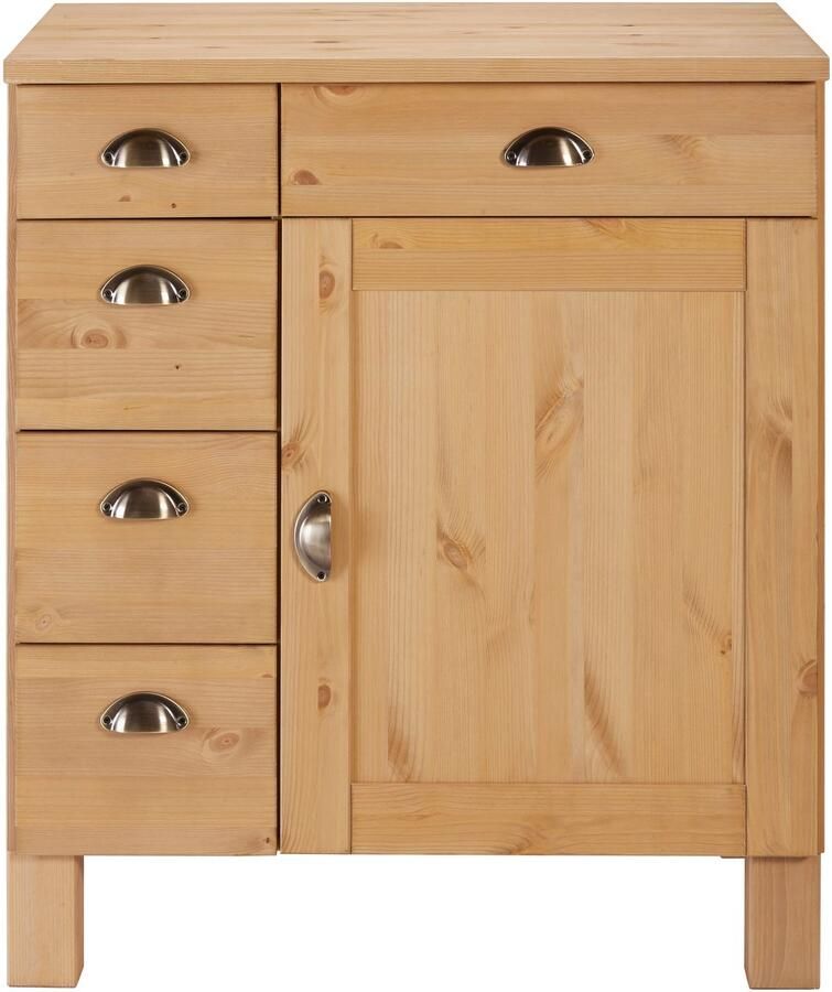 Home affaire Onderkast Oslo 75 cm breed 1 deur 5 laden van grenen metalen grepen - Foto 3