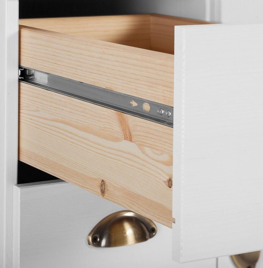 Home affaire Onderkast Oslo 75 cm breed 1 deur 5 laden van grenen metalen grepen