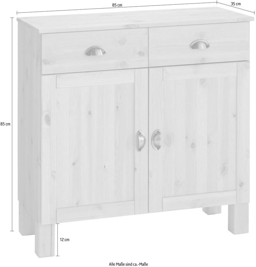 Home affaire Onderkast Oslo 85 cm breed 38 cm diep als dressoir te gebruiken 2 deuren 2 laden - Foto 4