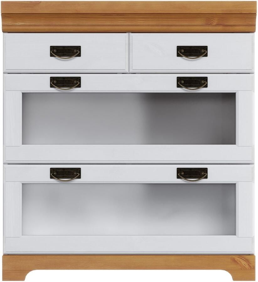 Home affaire Onderkast Rügen Breedte 80 cm massief grenen lades met glas-inzet - Foto 2