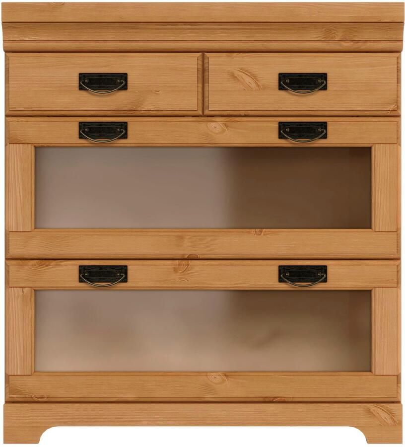 Home affaire Onderkast Rügen Breedte 80 cm massief grenen lades met glas-inzet - Foto 2