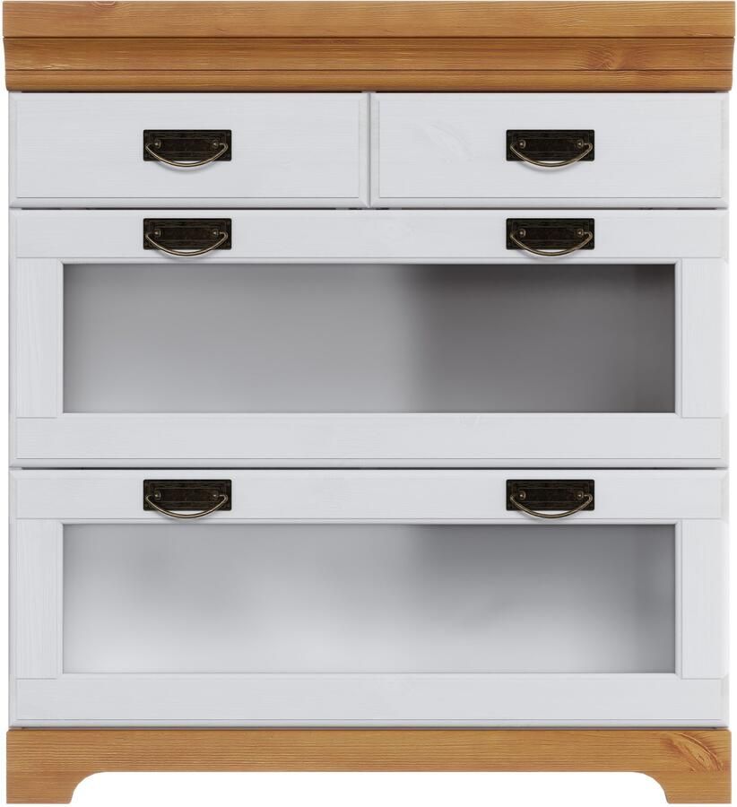 Home affaire Onderkast Rügen Breedte 80 cm massief grenen lades met glas-inzet - Foto 3