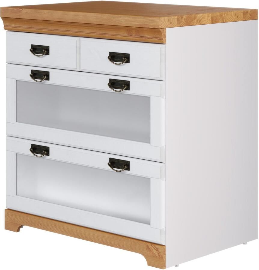 Home affaire Onderkast Rügen Breedte 80 cm massief grenen lades met glas-inzet - Foto 2