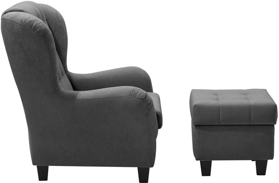 Home affaire Oorfauteuil Alexander incl. hocker met stiksels in vele kleuren (2 stuks) - Foto 8