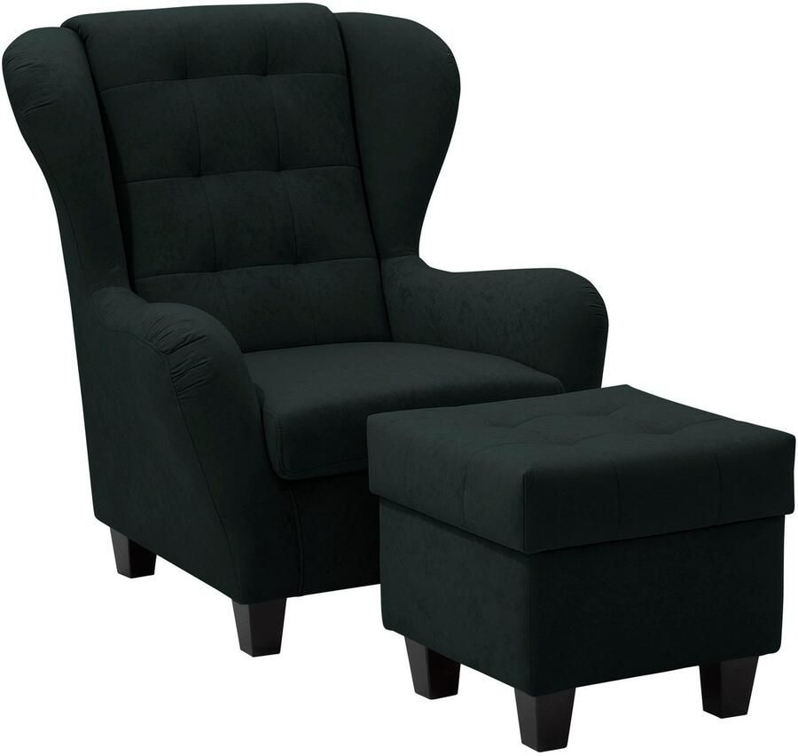 Home affaire Oorfauteuil Alexander incl. hocker met stiksels in vele kleuren (2 stuks) - Foto 2