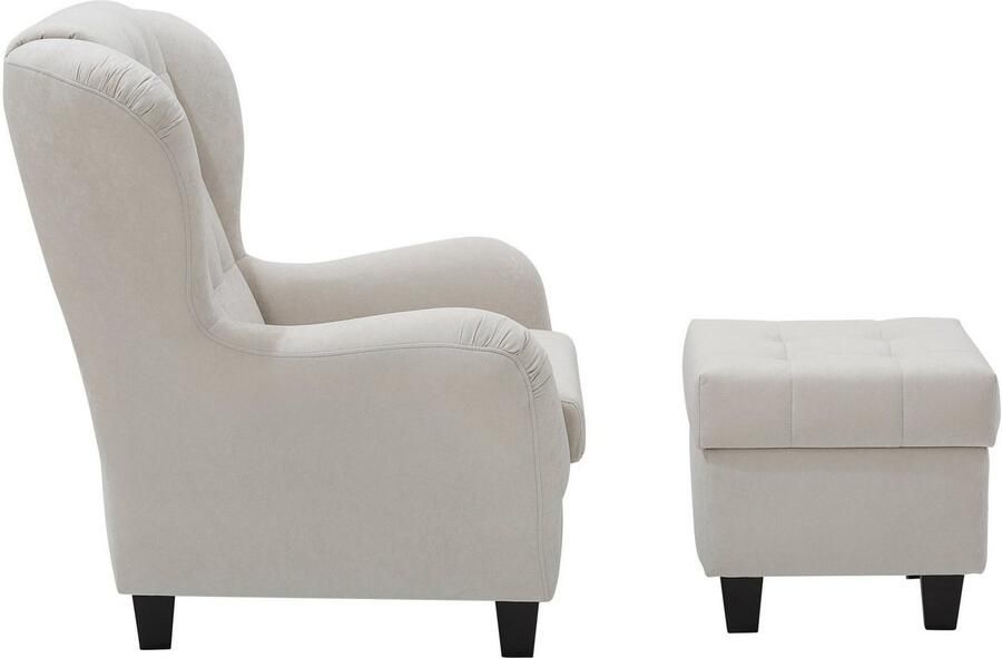 Home affaire Oorfauteuil Alexander incl. hocker met stiksels in vele kleuren (2 stuks) - Foto 9