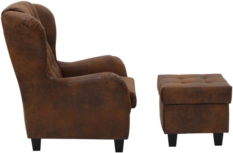 Home affaire Oorfauteuil Alexander incl. hocker met stiksels in vele kleuren (2 stuks) - Foto 9
