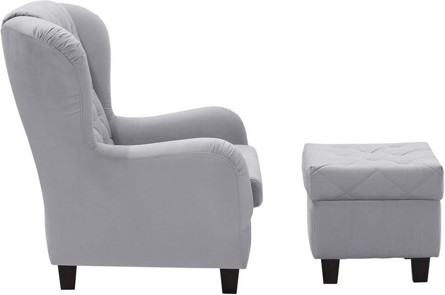 Home affaire Oorfauteuil ALEXANDRA incl. hocker met stiksels in vele kleuren (2-delig 2 stuks) - Foto 8