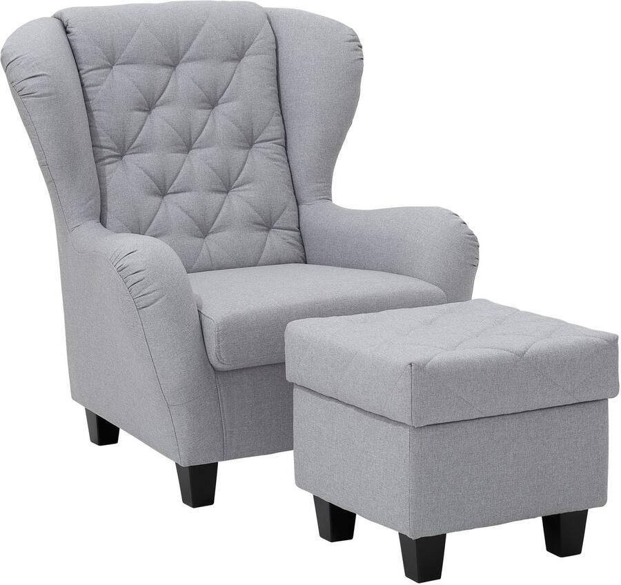Home affaire Oorfauteuil ALEXANDRA incl. hocker met stiksels in vele kleuren (2-delig 2 stuks) - Foto 4