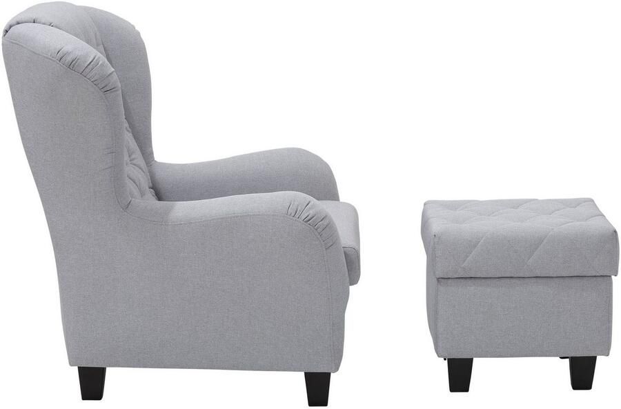 Home affaire Oorfauteuil ALEXANDRA incl. hocker met stiksels in vele kleuren (2-delig 2 stuks) - Foto 8