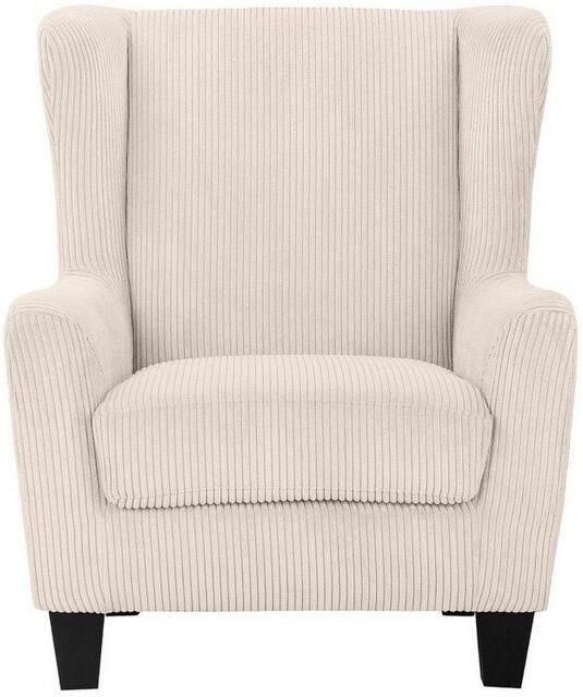 Home affaire Oorfauteuil Chilly stoel met poef en verenvering in cord en microvezel bekleding onze permanente lage prijs (set 2 stuks) - Foto 3