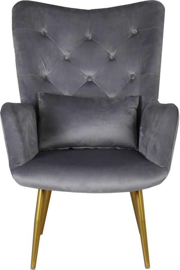 Home affaire Oorfauteuil LITZ in droomachtig fluweel relaxstoel met poef - Foto 12