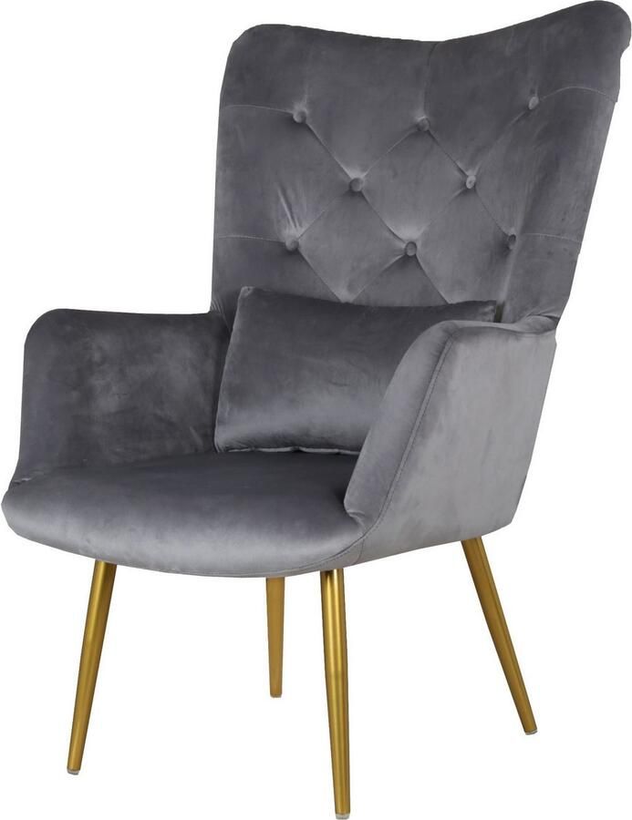 Home affaire Oorfauteuil LITZ in droomachtig fluweel relaxstoel met poef - Foto 5