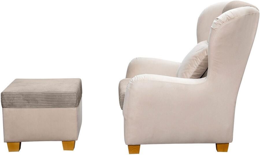 Home affaire Oorfauteuil Oliver Oorstoel met poef sierkussens klassieke vorm (2 stuks) - Foto 6