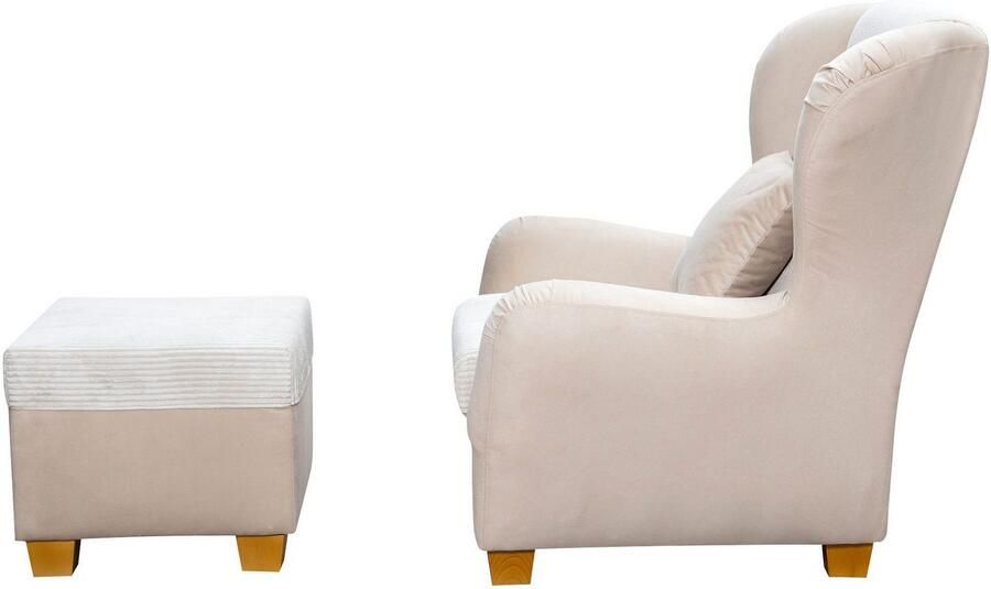 Home affaire Oorfauteuil Oliver Oorstoel met poef sierkussens klassieke vorm (2 stuks) - Foto 6