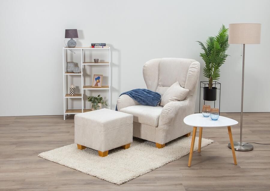 Home affaire Oorfauteuil Oliver Oorstoel met poef sierkussens klassieke vorm (2 stuks) - Foto 6