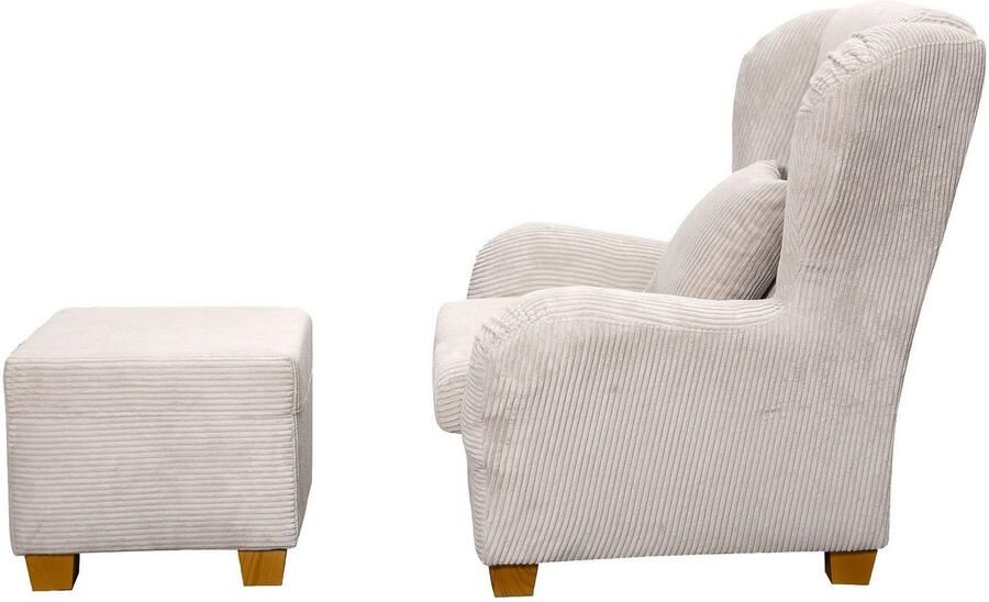 Home affaire Oorfauteuil Oliver Oorstoel met poef sierkussens klassieke vorm (2 stuks) - Foto 5