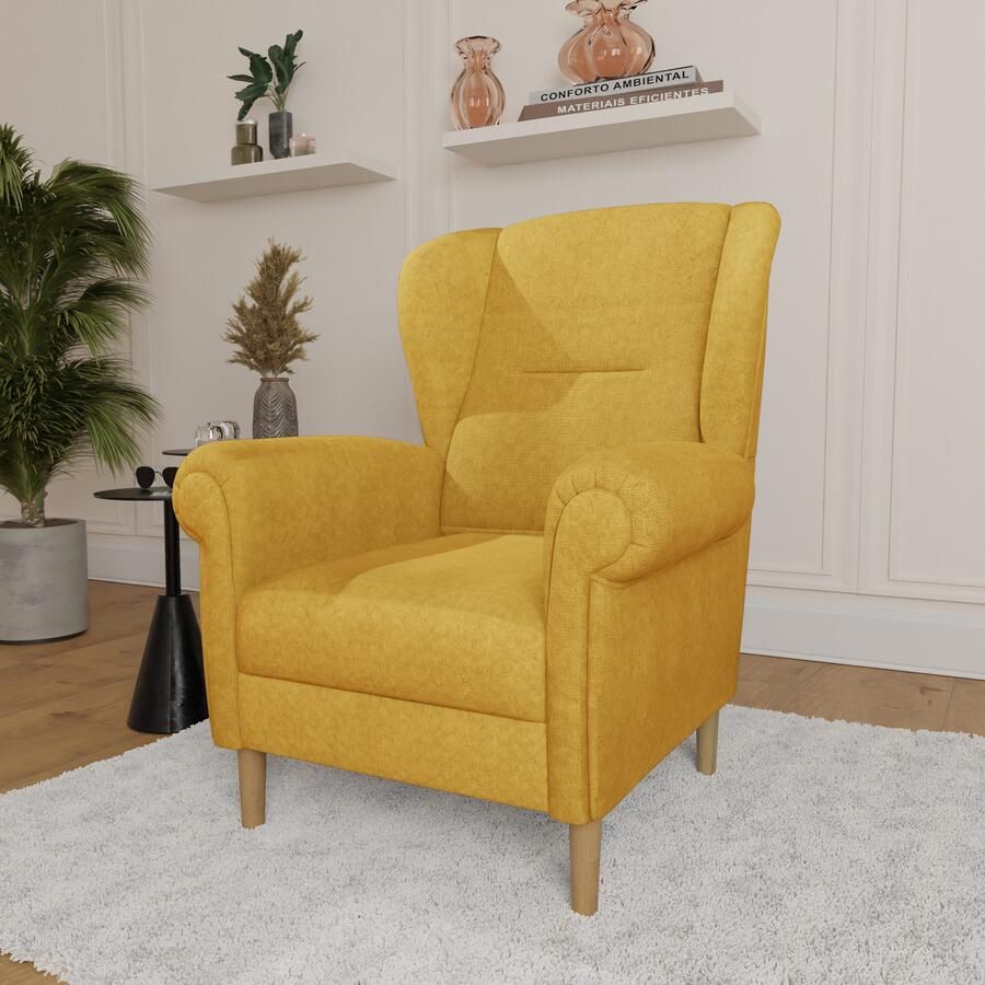 Home affaire Oorfauteuil OSTIANO BxDxH: 80x82x98 cm fauteuil Uniek stuk dikke gebogen armleuningen effen en geruit - Foto 3