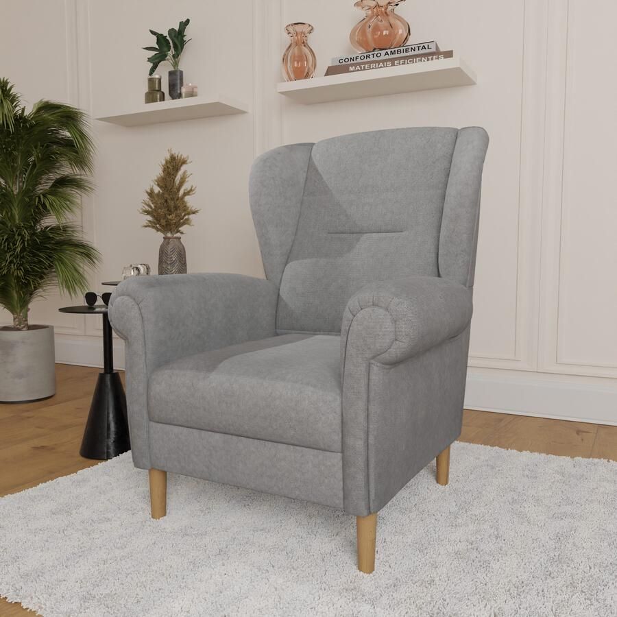 Home affaire Oorfauteuil OSTIANO BxDxH: 80x82x98 cm fauteuil Uniek stuk dikke gebogen armleuningen effen en geruit - Foto 3