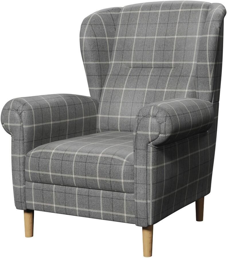 Home affaire Oorfauteuil OSTIANO BxDxH: 80x82x98 cm fauteuil Uniek stuk dikke gebogen armleuningen effen en geruit