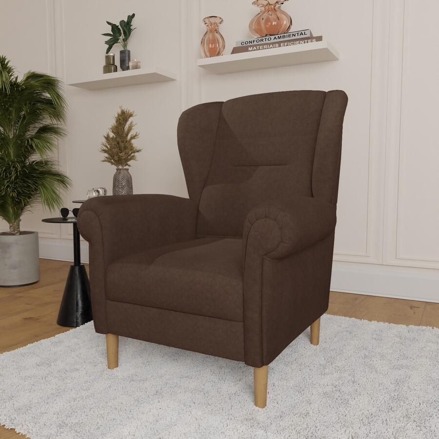 Home affaire Oorfauteuil OSTIANO BxDxH: 80x82x98 cm fauteuil Uniek stuk dikke gebogen armleuningen effen en geruit - Foto 3