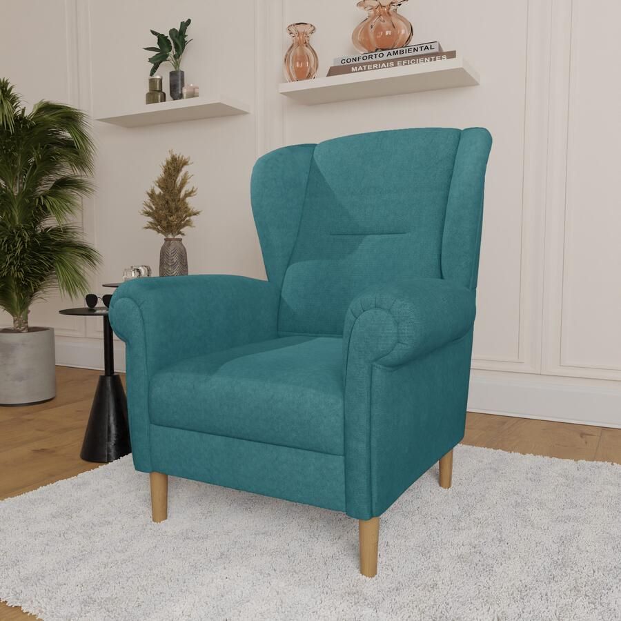 Home affaire Oorfauteuil OSTIANO BxDxH: 80x82x98 cm fauteuil Uniek stuk dikke gebogen armleuningen effen en geruit - Foto 3
