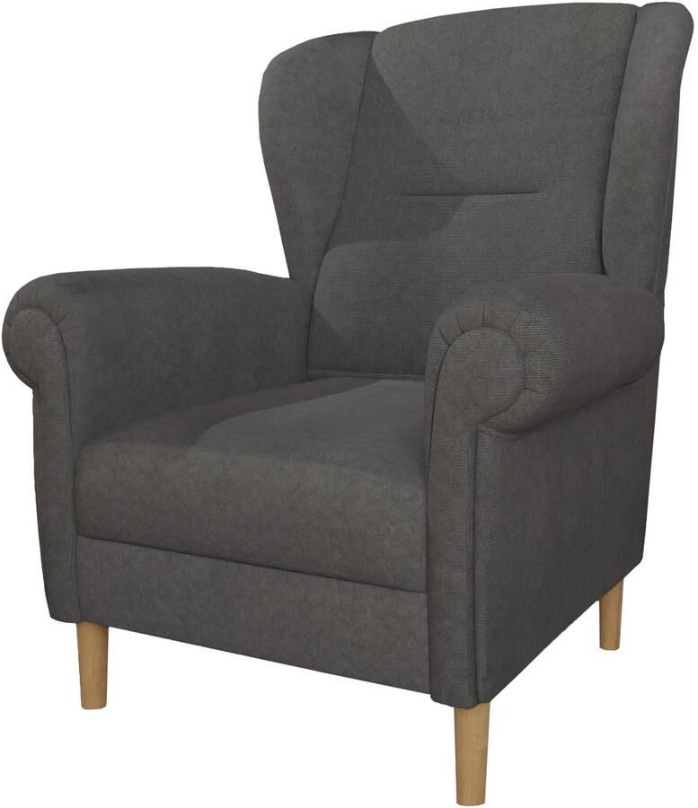 Home affaire Oorfauteuil OSTIANO BxDxH: 80x82x98 cm fauteuil Uniek stuk dikke gebogen armleuningen effen en geruit