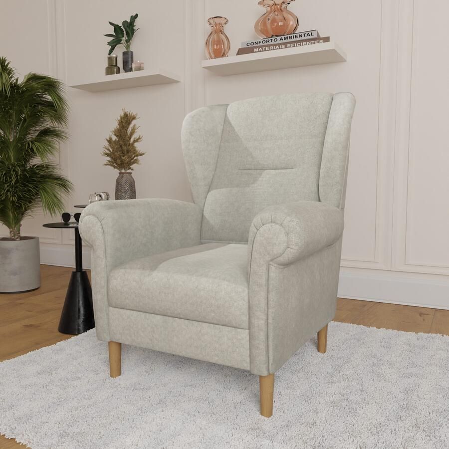 Home affaire Oorfauteuil OSTIANO BxDxH: 80x82x98 cm fauteuil Uniek stuk dikke gebogen armleuningen effen en geruit - Foto 3