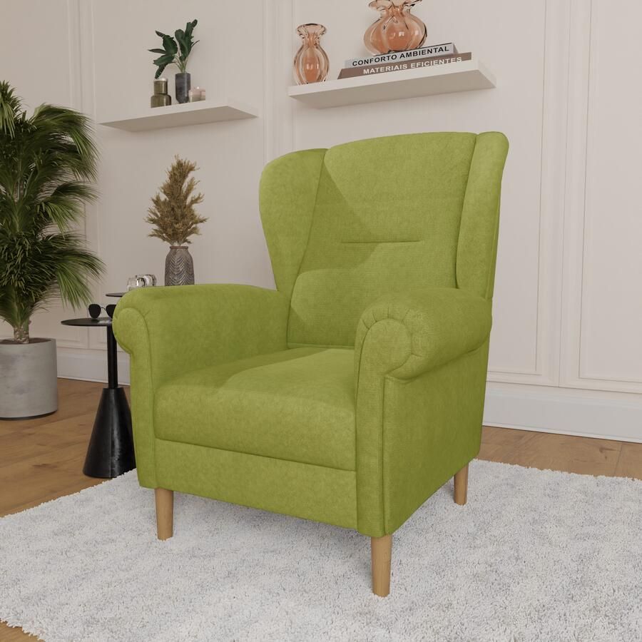 Home affaire Oorfauteuil OSTIANO BxDxH: 80x82x98 cm fauteuil Uniek stuk dikke gebogen armleuningen effen en geruit - Foto 3