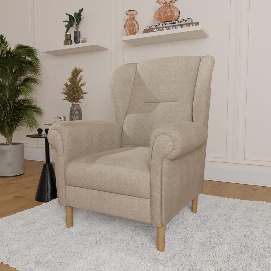 Home affaire Oorfauteuil OSTIANO BxDxH: 80x82x98 cm fauteuil Uniek stuk dikke gebogen armleuningen effen en geruit - Foto 3