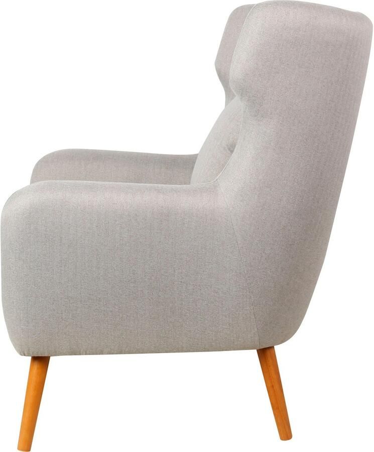 Home affaire Oorfauteuil Yamuna met beklede zitting frame en poten van massief hout zithoogte 47 cm - Foto 4