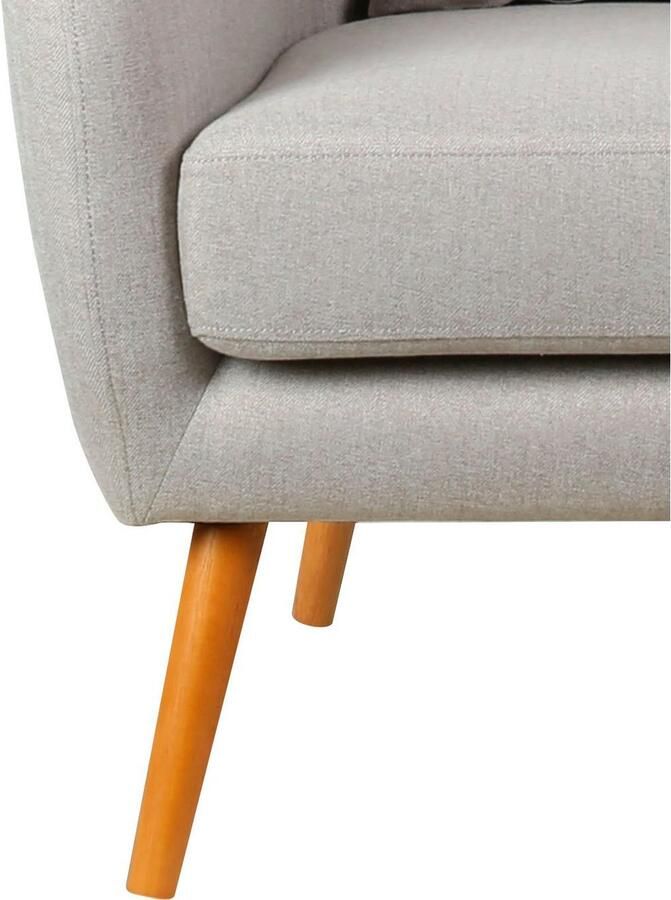 Home affaire Oorfauteuil Yamuna met beklede zitting frame en poten van massief hout zithoogte 47 cm - Foto 8