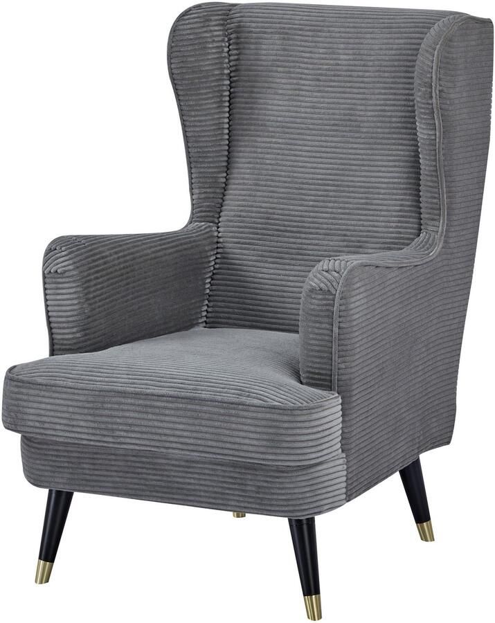 Home affaire Oorfauteuil ZILLER TV-stoel vrij in de ruimte te plaatsen in cord en fluweel - Foto 4