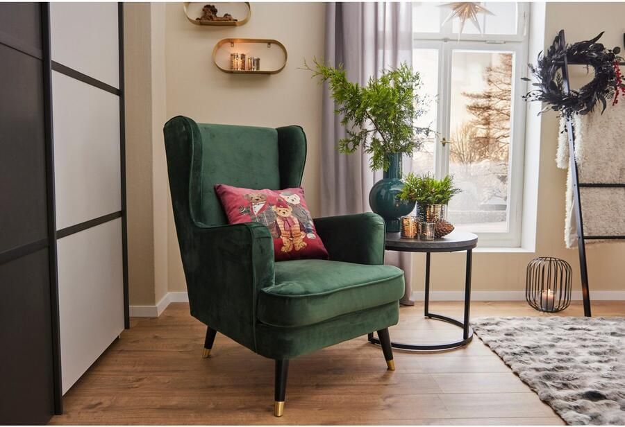 Home affaire Oorfauteuil ZILLER TV-stoel vrij in de ruimte te plaatsen in cord en fluweel - Foto 7