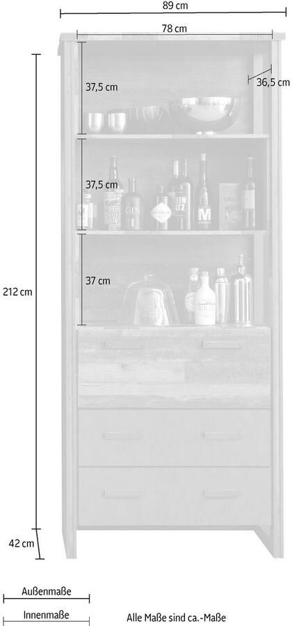Home affaire Opbergrek BRISTOL Hoogte 212 cm met 2 lades en 1 klep - Foto 2