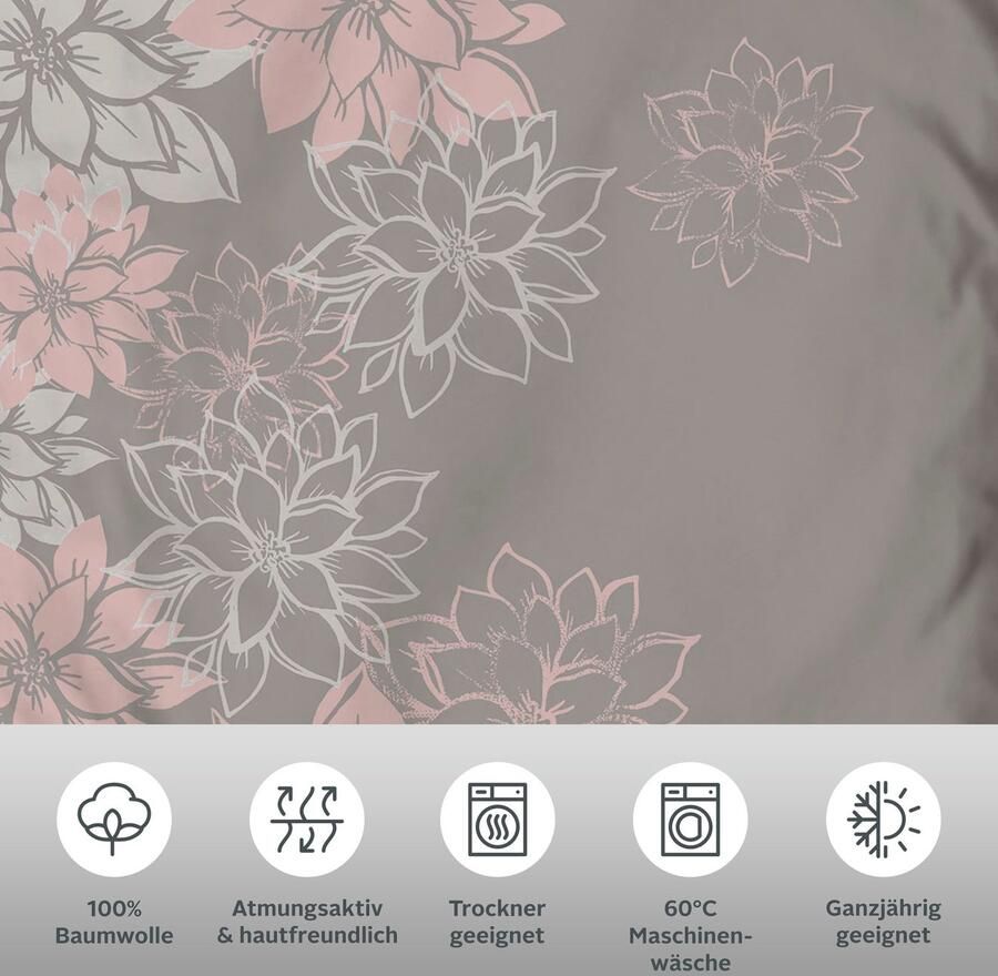 Home affaire Overtrekset Susan in mt. 135x200 of 155x220 cm in verschillende kwaliteiten romantische dekbedovertrek met bloemen (2-delig) - Foto 4