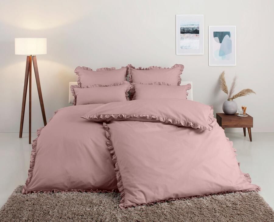Home affaire Overtrekset Violetta in formaat 135 x 200 of 155 x 220 cm Dekbedovertrek van katoen romantische dekbedovertrek met volants (2-delig) - Foto 2