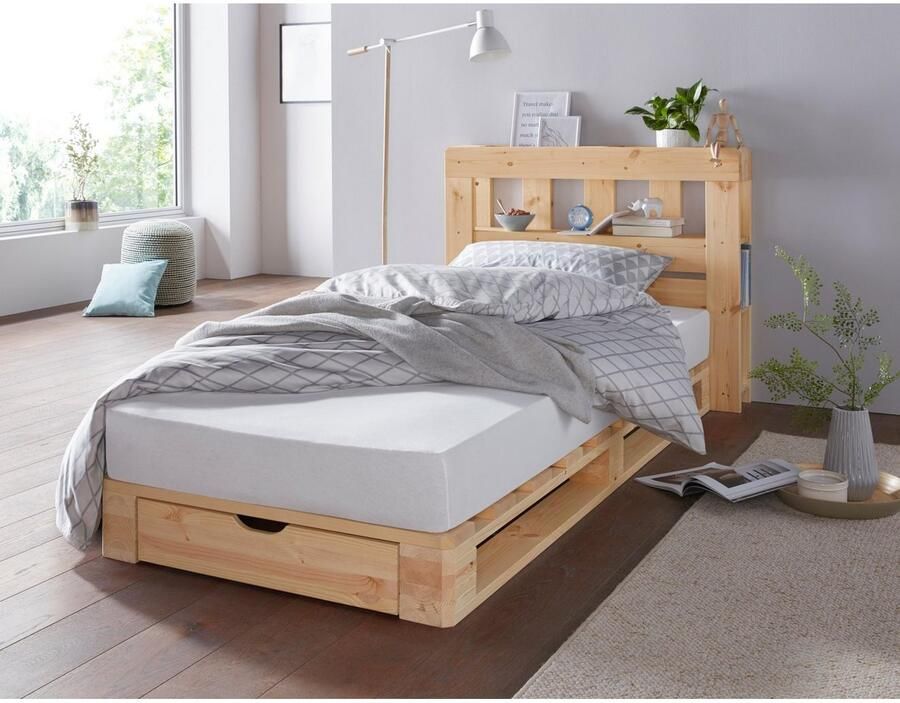 Home affaire Palletbed "ALASCO" BESTSELLER! Met lade gecertificeerd massief hout uit te breiden tot tweepersoons- of familiebed - Foto 4
