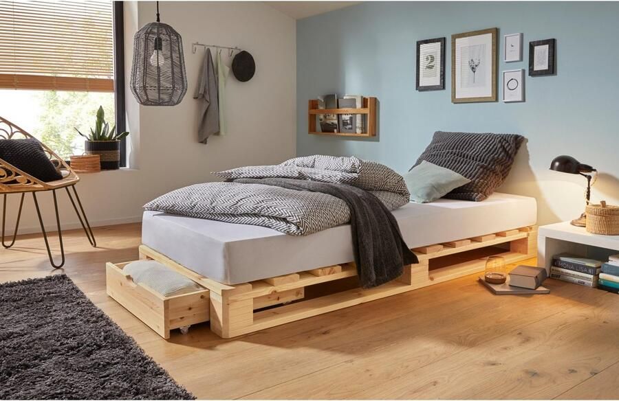 Home affaire Palletbed "ALASCO" BESTSELLER! Met lade gecertificeerd massief hout uit te breiden tot tweepersoons- of familiebed - Foto 8