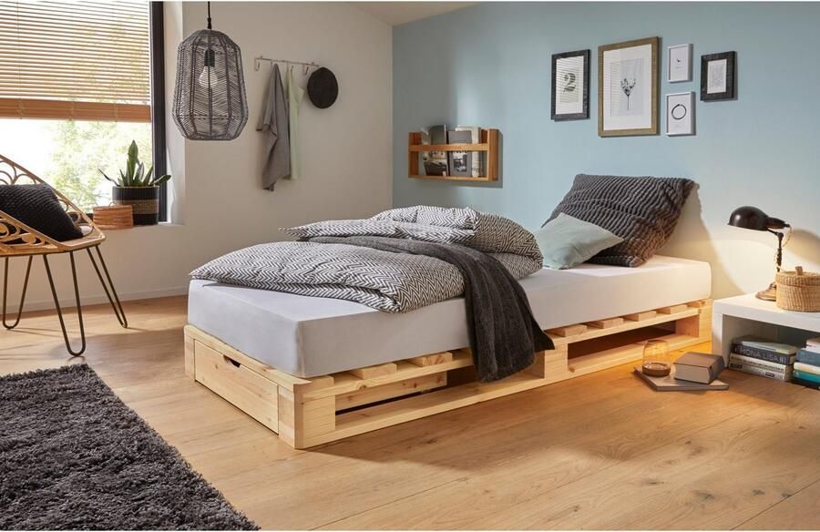 Home affaire Palletbed "ALASCO" BESTSELLER! Met lade gecertificeerd massief hout uit te breiden tot tweepersoons- of familiebed - Foto 9