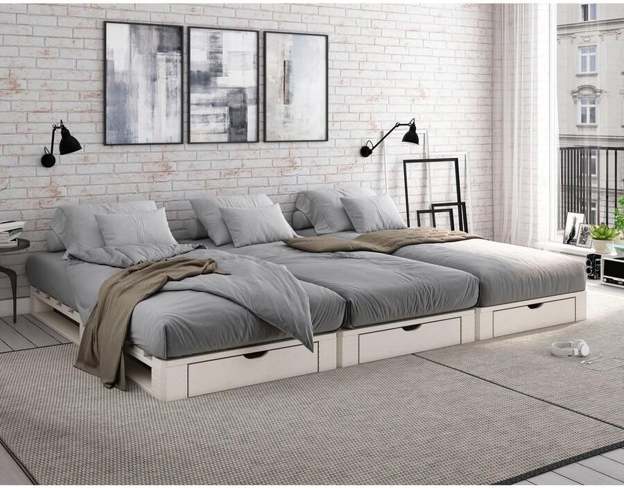 Home affaire Palletbed "ALASCO" BESTSELLER! Met lade gecertificeerd massief hout uit te breiden tot tweepersoons- of familiebed - Foto 3